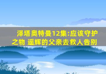 泽塔奥特曼12集:应该守护之物 遥辉的父亲去救人告别